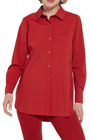 Lyssé Schiffer Button Down In Matte Red In Matte Red