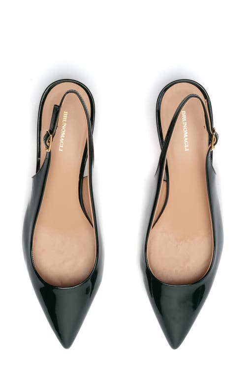 Bruno Magli Palerma Pointed Toe Kitten Heel Slingback Pump In Emerald Patent