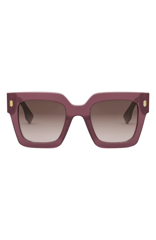 'Fendi Roma 50mm Square Sunglasses in Shiny Violet /Gradient Brown at Nordstrom