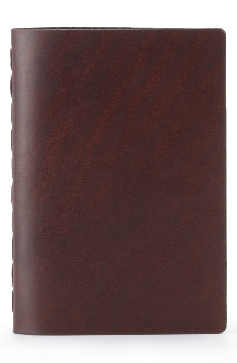EZRA ARTHUR Small Leather Notebook, Main, color, WHISKEY