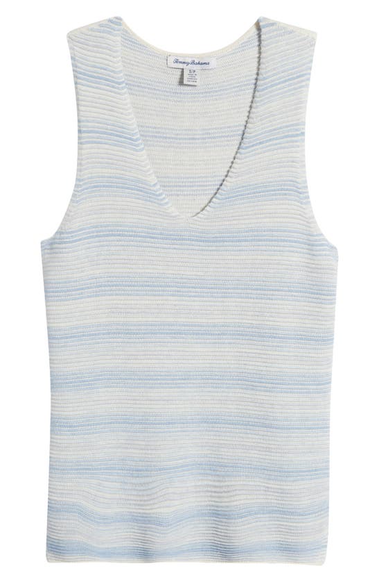 Shop Tommy Bahama Bonita Ombré Stripe Cotton Blend Sweater Tank In Light Sky