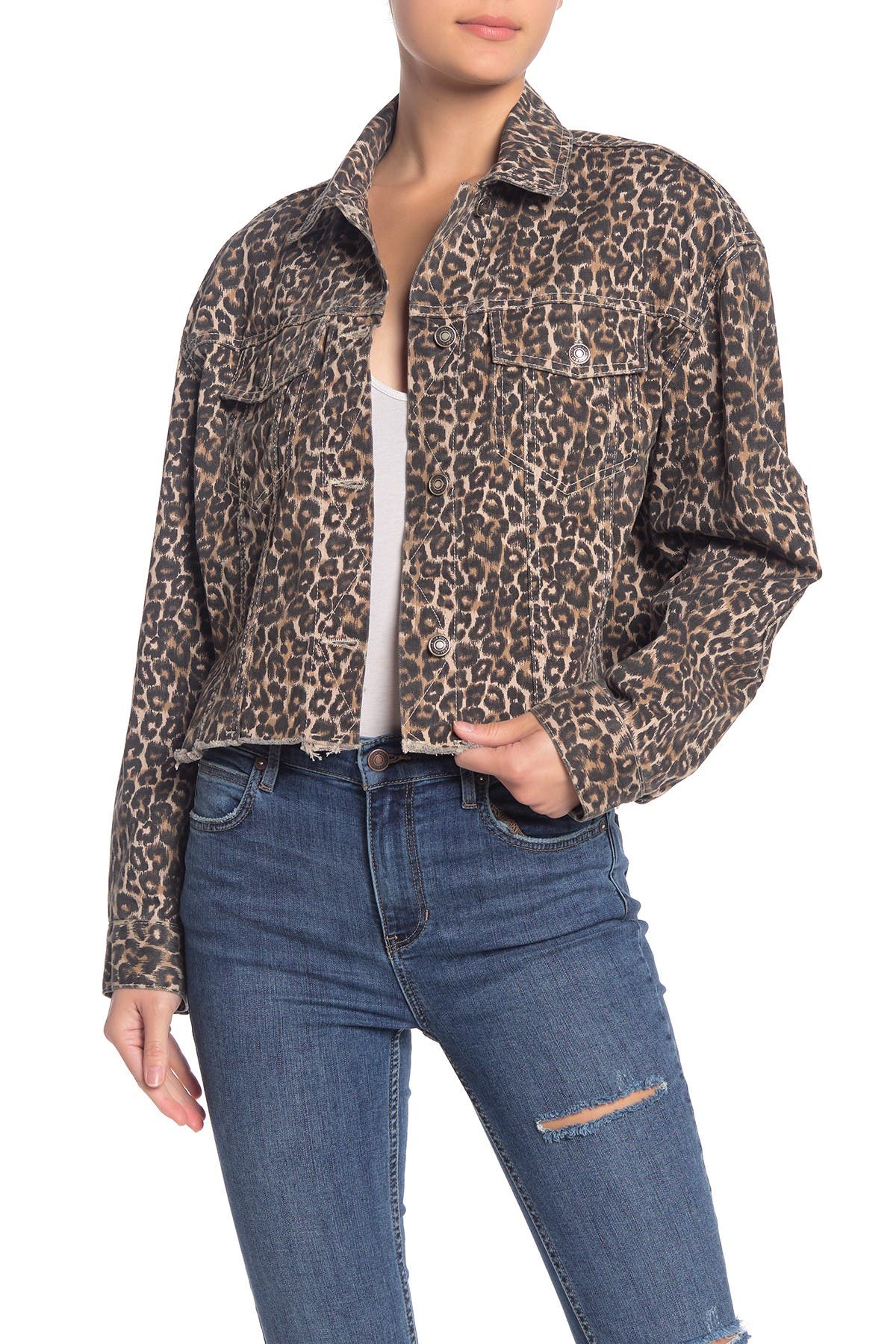 cheetah print denim jacket