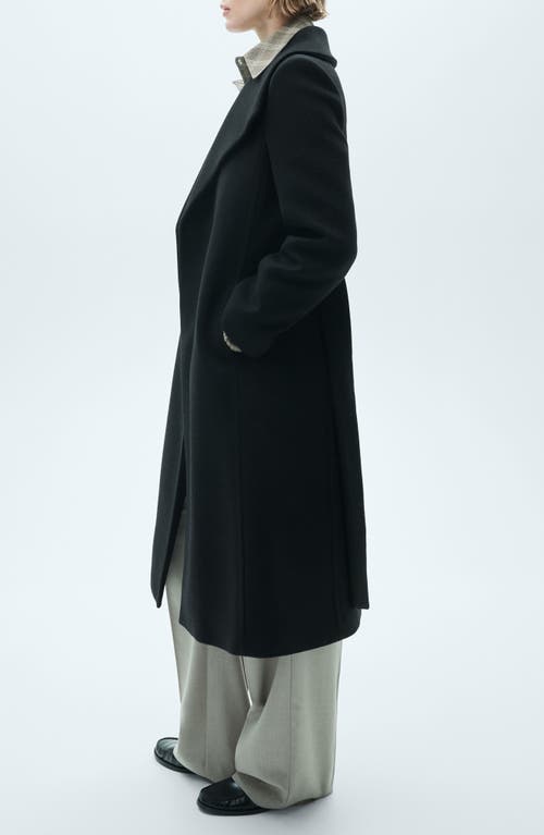 Shop Mango Wool Blend Coat In Black