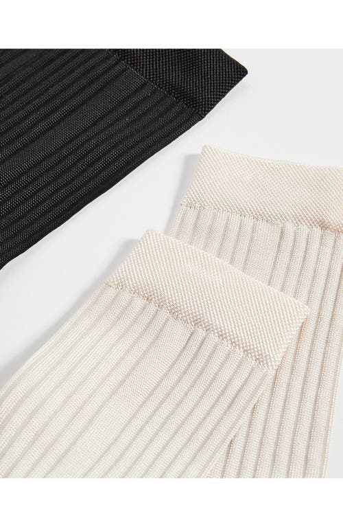 Shop Stems Assorted 3-pack Silky Rib Crew Socks In Black/ivory/black