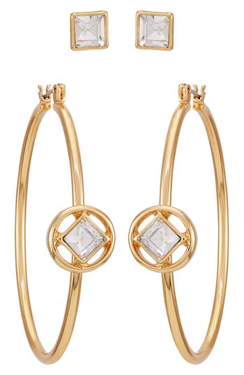 Vince Camuto Set Of Two Stud & Hoop Earrings In Gold