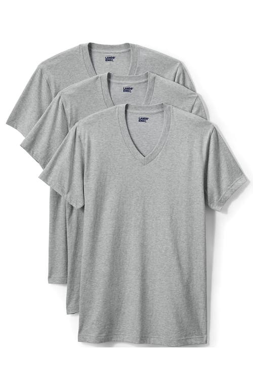 Shop Lands' End V-neck Undershirt 3 Pack In Gray Heather