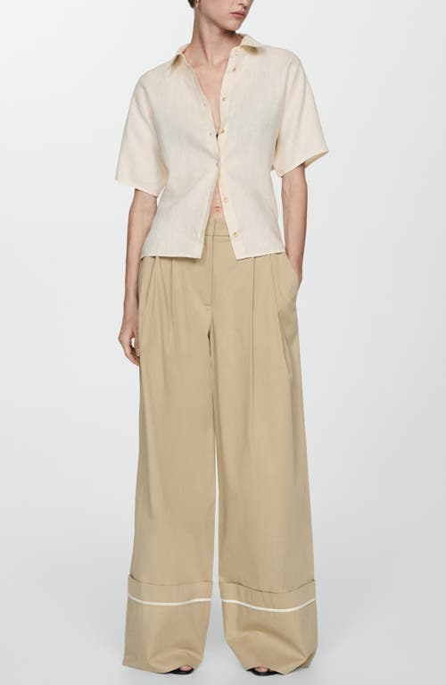 Mango Short Sleeve Linen-blend Shirt Sand In Sand