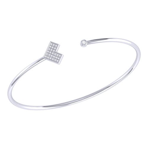 Luvmyjewelry One Way Arrow Sterling Silver Diamond Adjustable Cuff In Silver