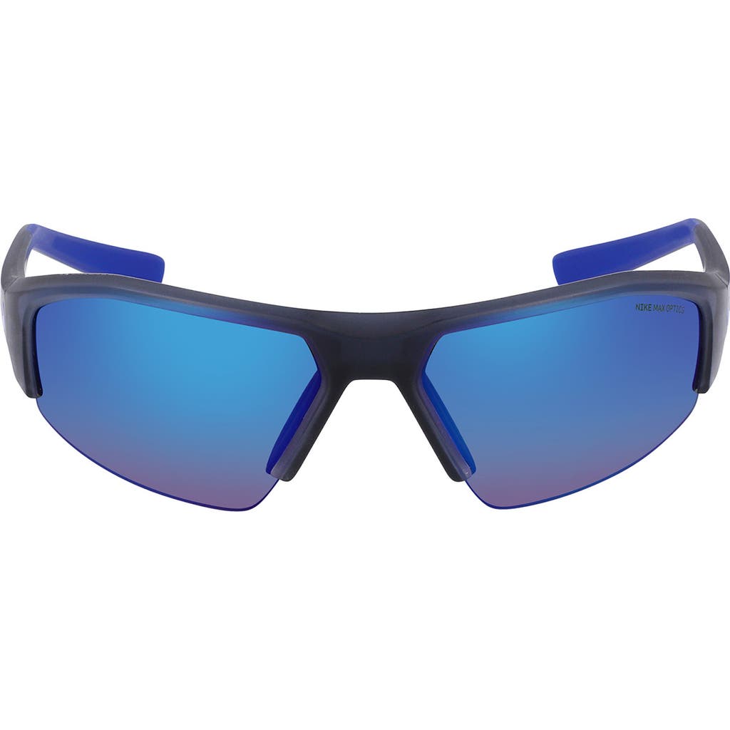 Nike Skylon Ace 22 70mm Rectangular Sunglasses In Matte Dark Grey/blue Mirror