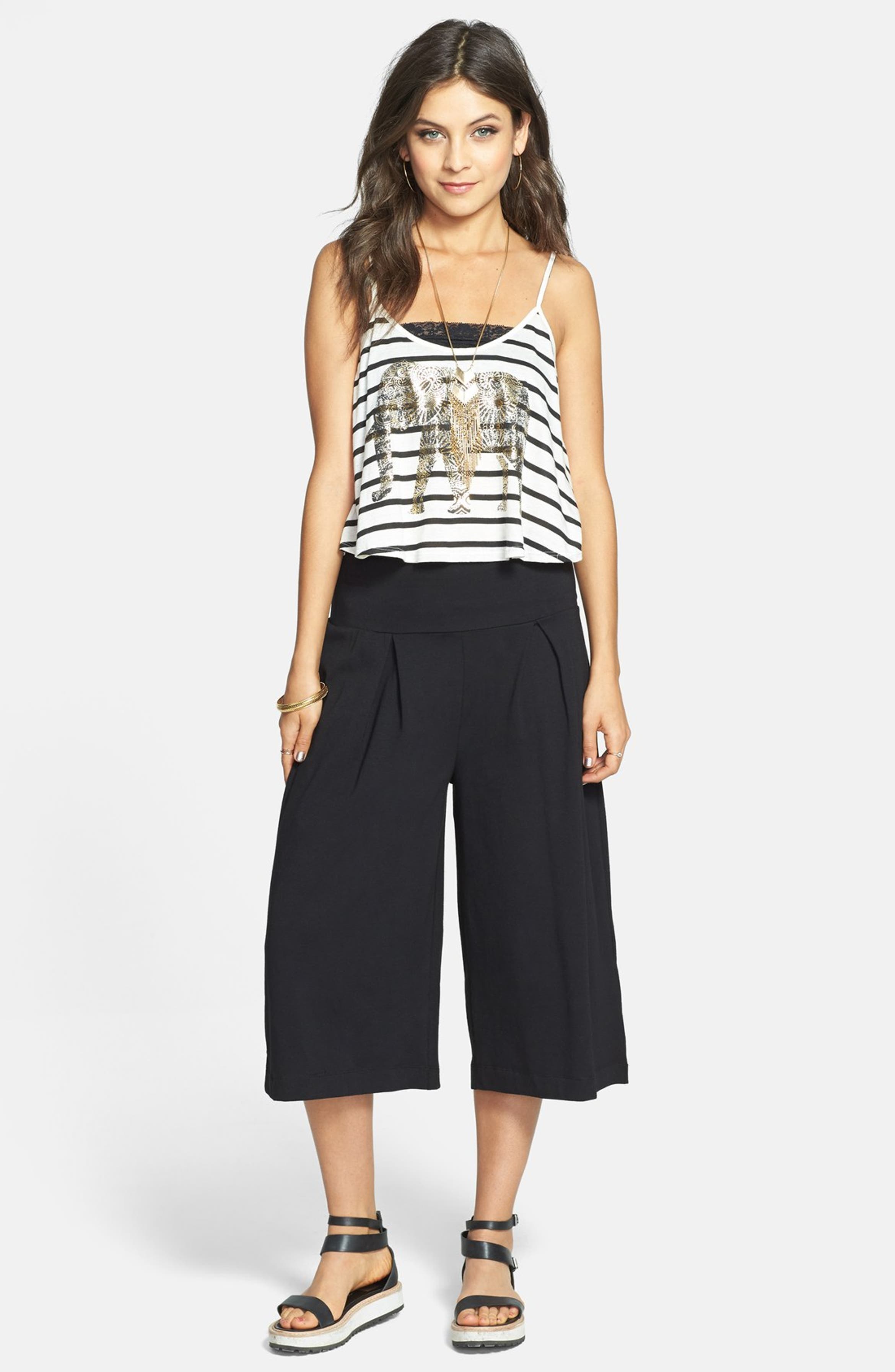 Lily White Pleat Gaucho Pants (Juniors) (Online Only) | Nordstrom