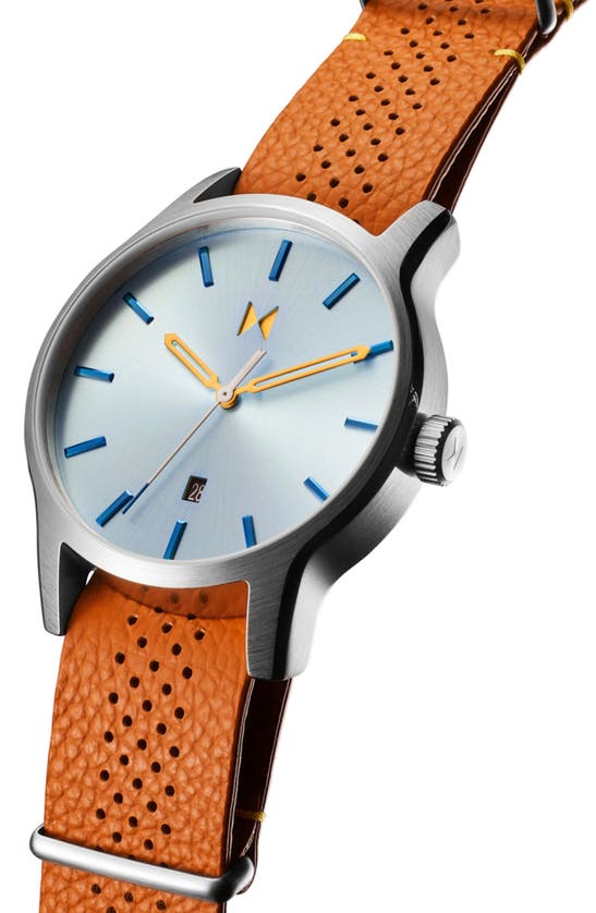 Shop Mvmt Classic Ii Leather Strap Watch, 44mm In Blue/ Brown