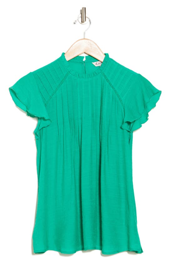 Shop Nanette Lepore Cap Sleeve Pleated Top In Lily Pad