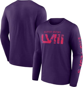 FANATICS Men's Fanatics Branded Purple Super Bowl LVIII Marble Wordmark  Long Sleeve T-Shirt