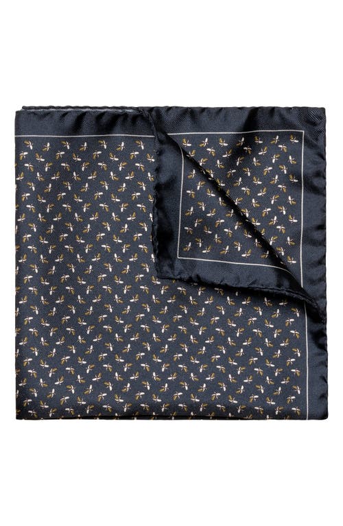 Eton Banana Print Silk Pocket Square In Blue