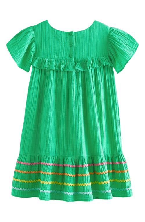 Shop Little Bird Kids' Embroidered Flutter Sleeve Cotton Gauze Dress In Green