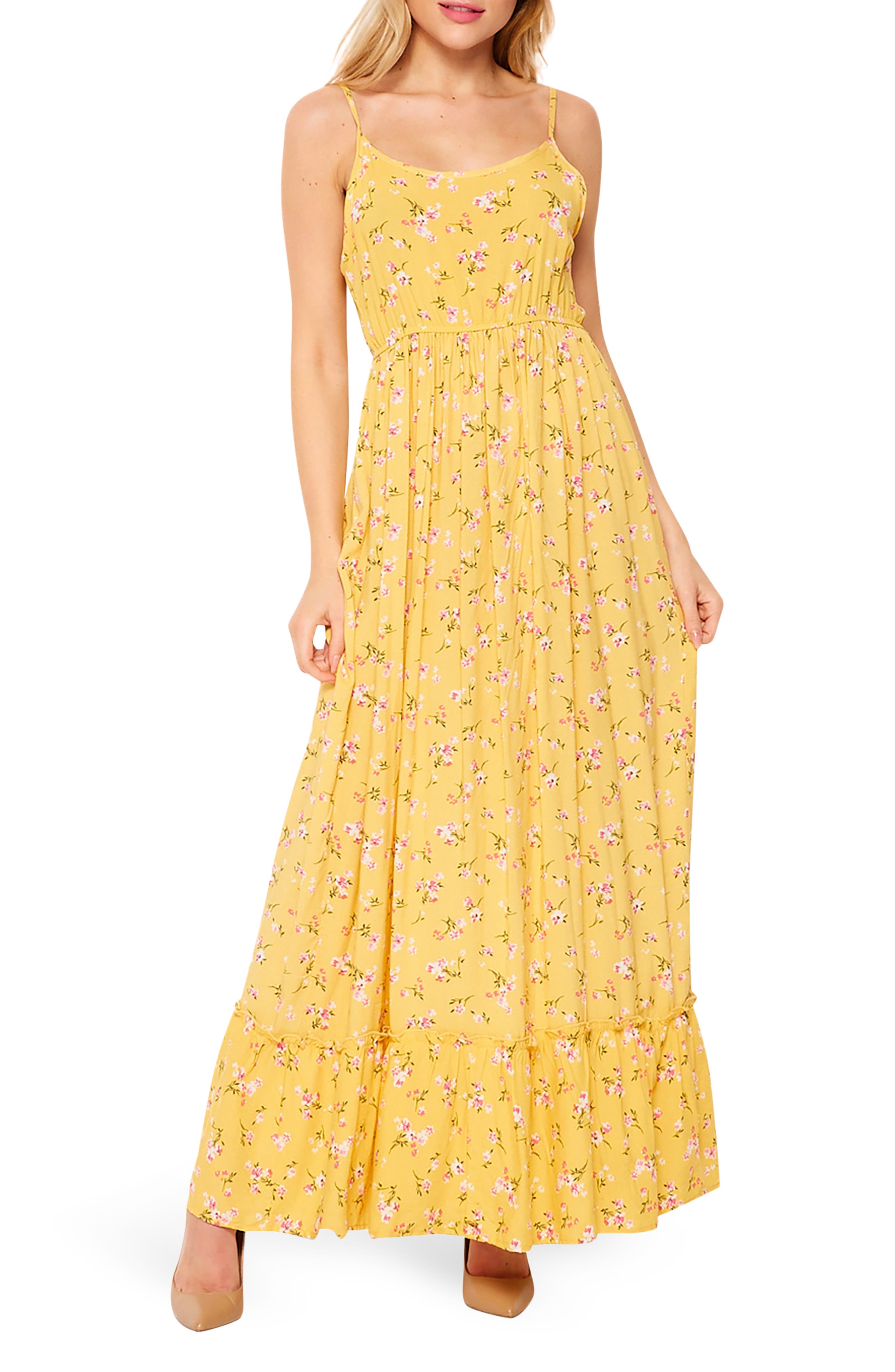 long yellow floral dress