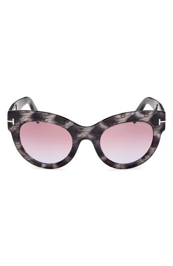 Tom Ford Lucilla Butterfly-frame Sunglasses In Black Havana/purple Blue