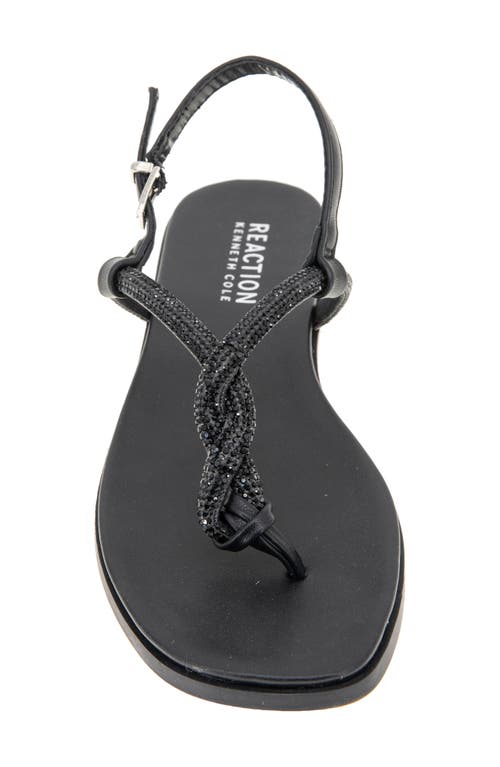 Reaction Kenneth Cole Whitney Crystal Strap Flat Sandal In Black Metallic