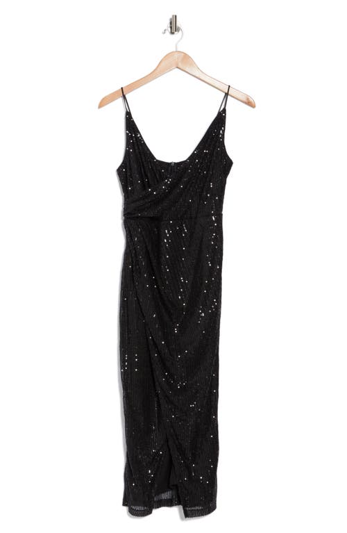 Area Stars Sequin Ruched Midi Dress In Black