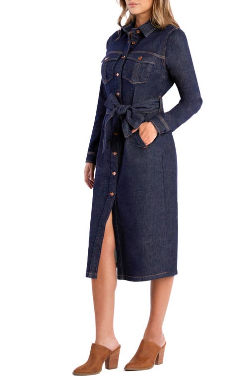 WASH LAB DENIM WASH LAB DENIM ALLURA LONG SLEEVE DENIM MIDI SHIRTDRESS