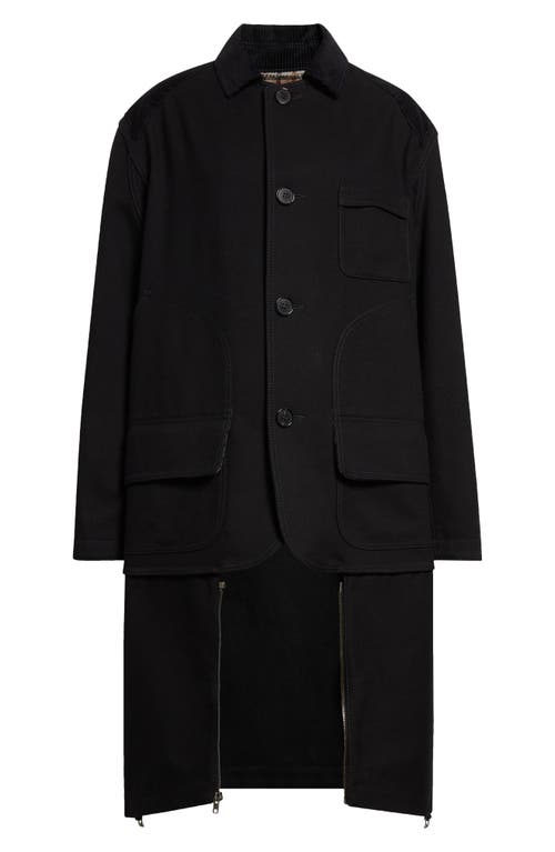 Maison Margiela Heavy Cotton & Wool Reversible Double Coat In Black