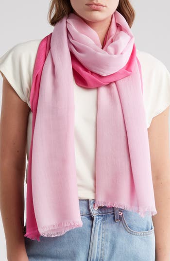 Shop La Fiorentina Ombré Silk & Wool Scarf In Pink/fuchsia