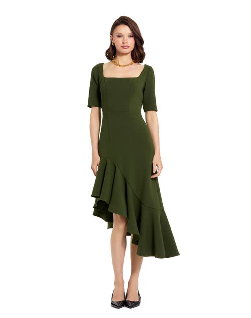 Mac Duggal Midi Dress In Dark Green
