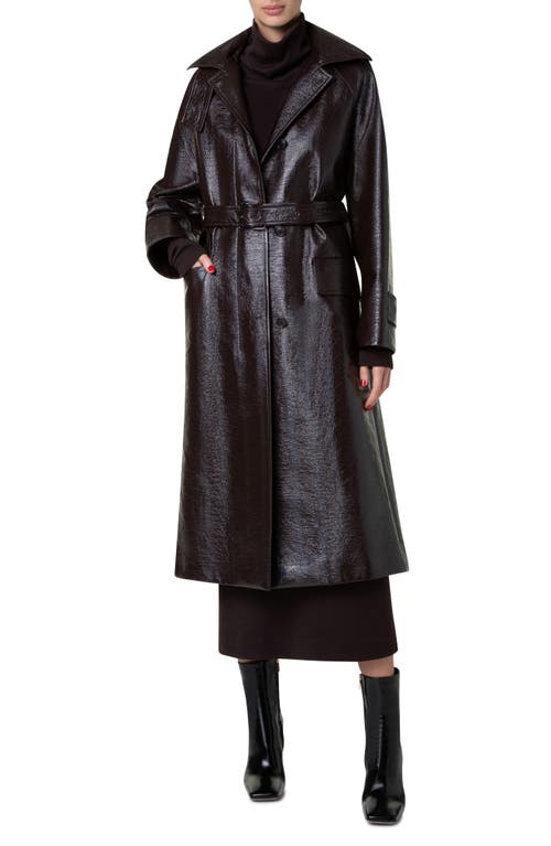 Shop Akris Zeno Lacquered Cotton Hooded Coat In Mocca