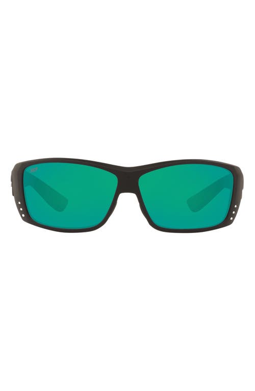 Costa Del Mar 61mm Rectangle Sunglasses in Black Green Polarized Plastic at Nordstrom