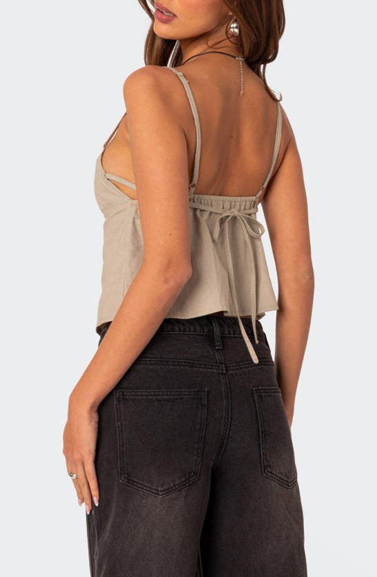 Shop Edikted Tie Back Cotton Camisole In Olive