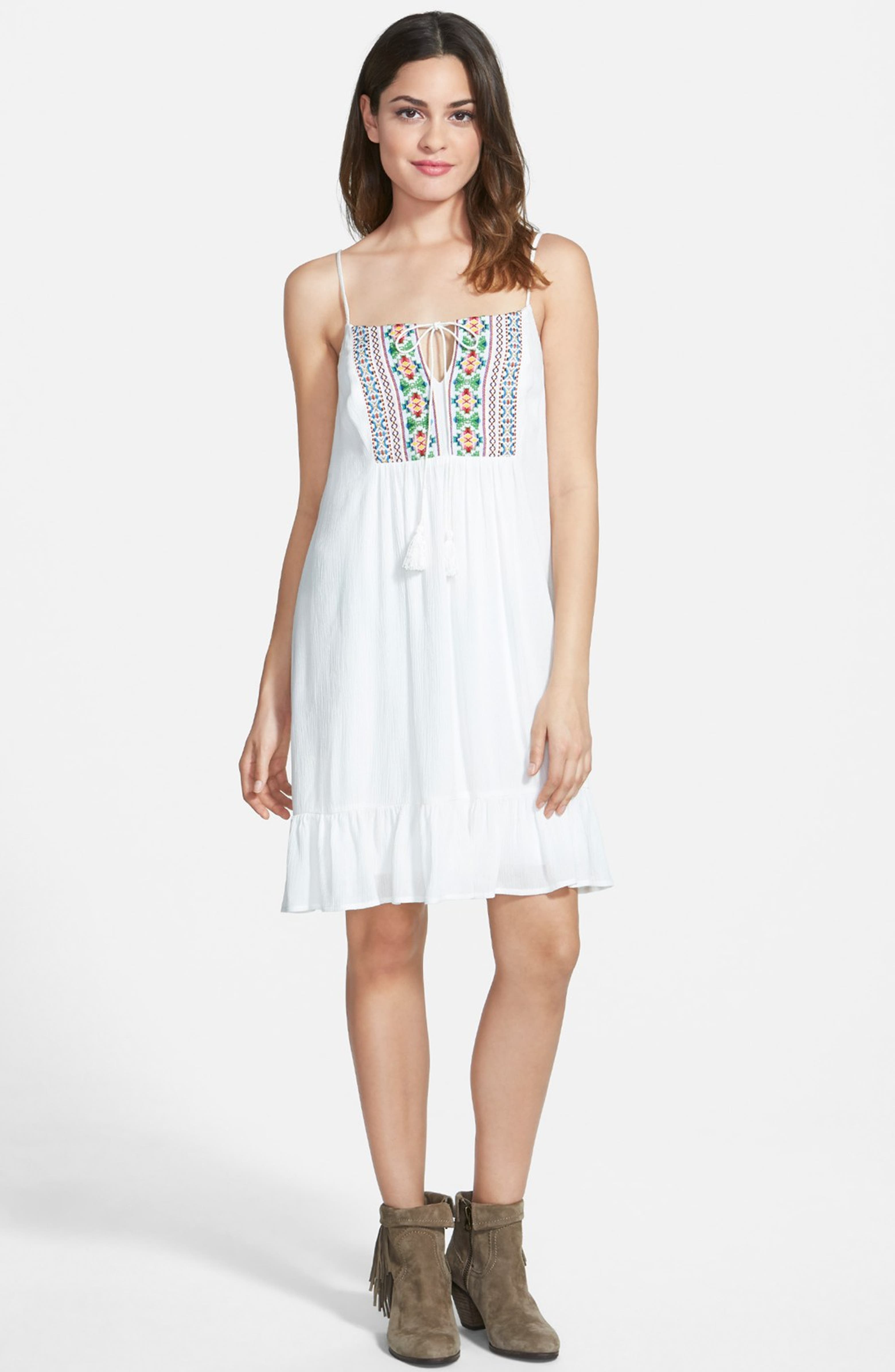 Way-In Embroidered Ruffle Hem Dress | Nordstrom