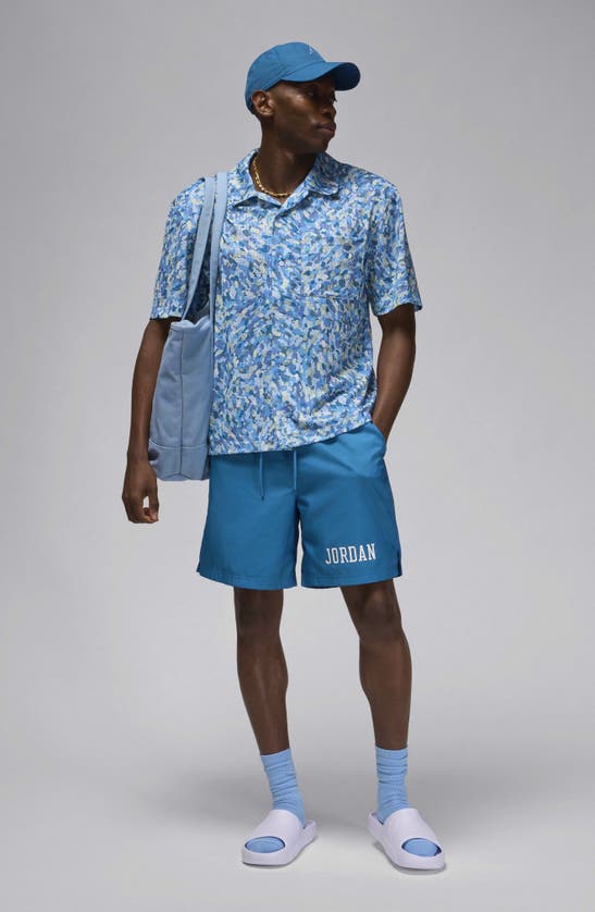 Shop Jordan Essentials Poolside Shorts In Industrial Blue/ White