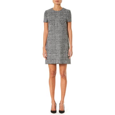 Carolina Herrera Glen Plaid Wool & Silk Shift Dress, White