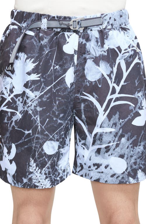 Nike Acg Water Repellent Floral Nylon Trail Shorts In Blue