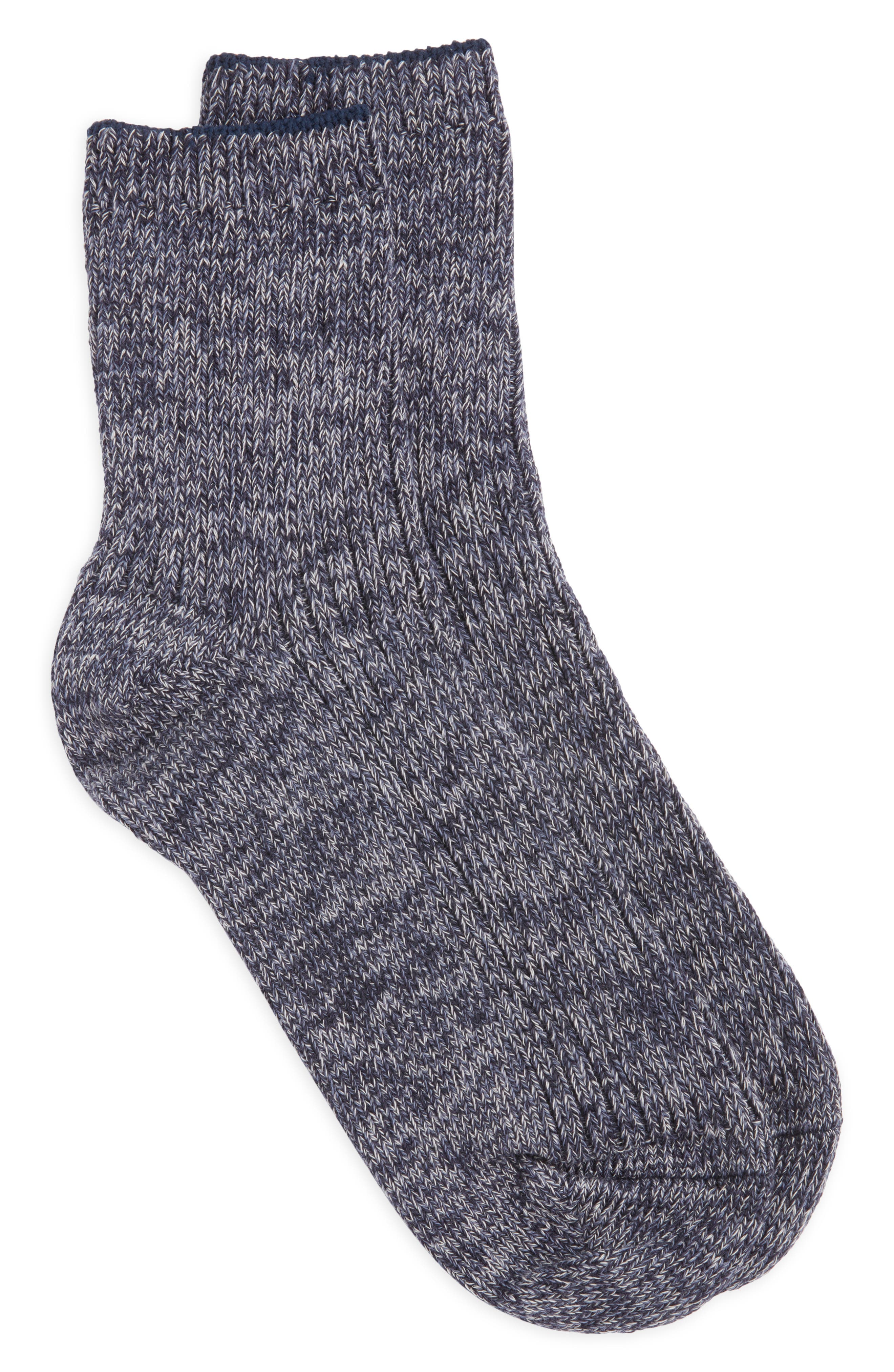 Nordstrom Marl Rib Quarter Boot Sock in Grey Navy Multi Cover