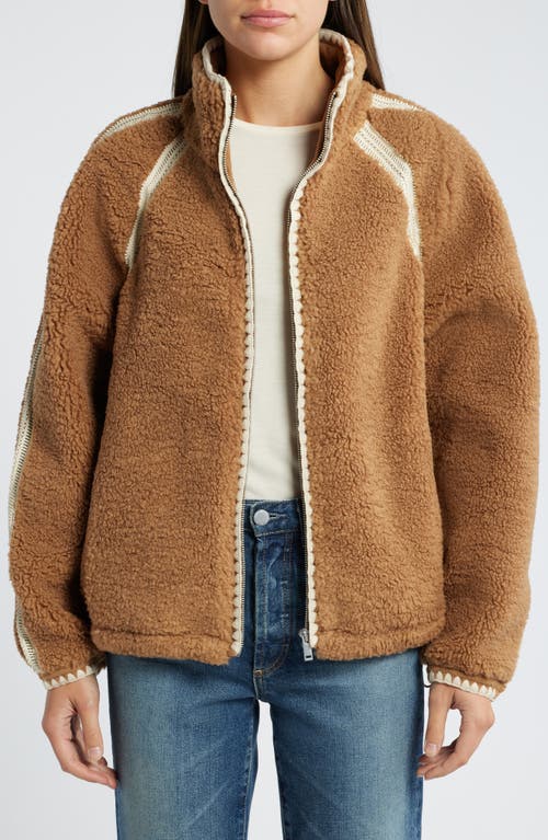 Shop Ugg(r) Nikia Open Stitch Detail Uggfluff Fleece Jacket In Chestnut