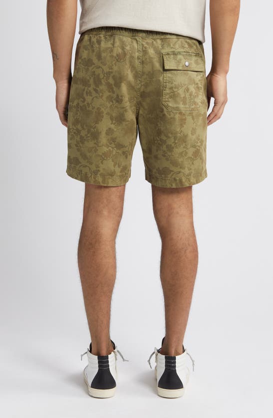 Shop Treasure & Bond Floral Deck Shorts In Olive Twisted Paisley