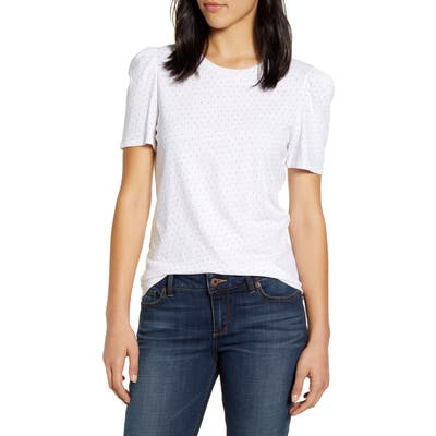 Lucky Brand Dot Puff Sleeve Top, White