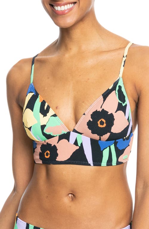 Roxy Color Jam Triangle Bikini Top in Anthracite Flower Ja