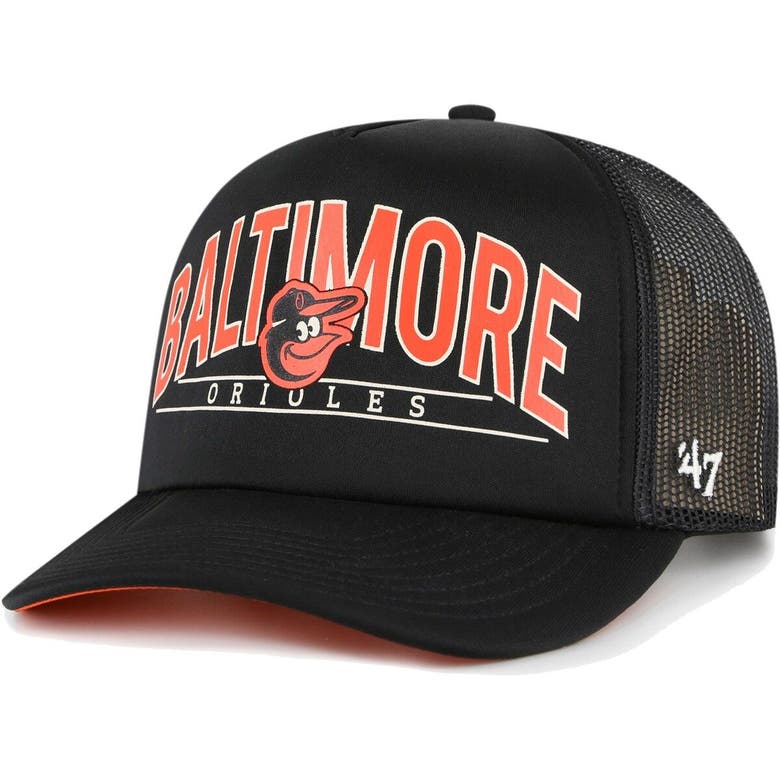 47 ' Black Baltimore Orioles Backhaul Foam Trucker Snapback Hat | ModeSens