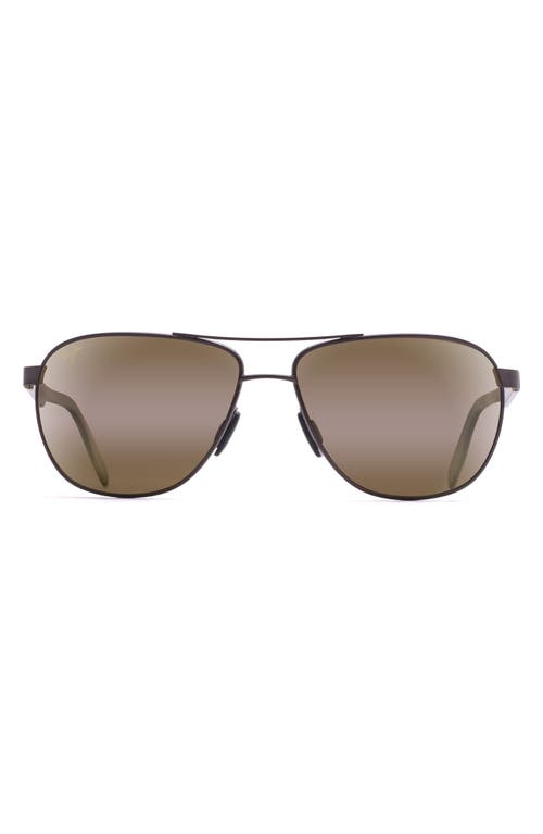 Maui Jim Castles PolarizedPlus2 61mm Aviator Sunglasses in Matte Chocolate at Nordstrom