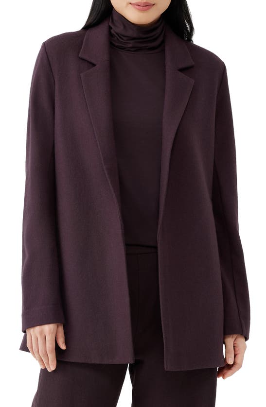 EILEEN FISHER OPEN FRONT LONG WOOL BLAZER