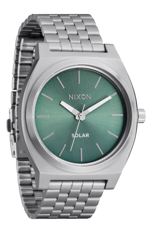 Nixon Time Teller Solar Bracelet Watch, 40mm In Silver/jade Sunray