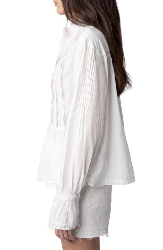 Shop Zadig & Voltaire Tricia Ruffle Pullover Shirt In Blanc
