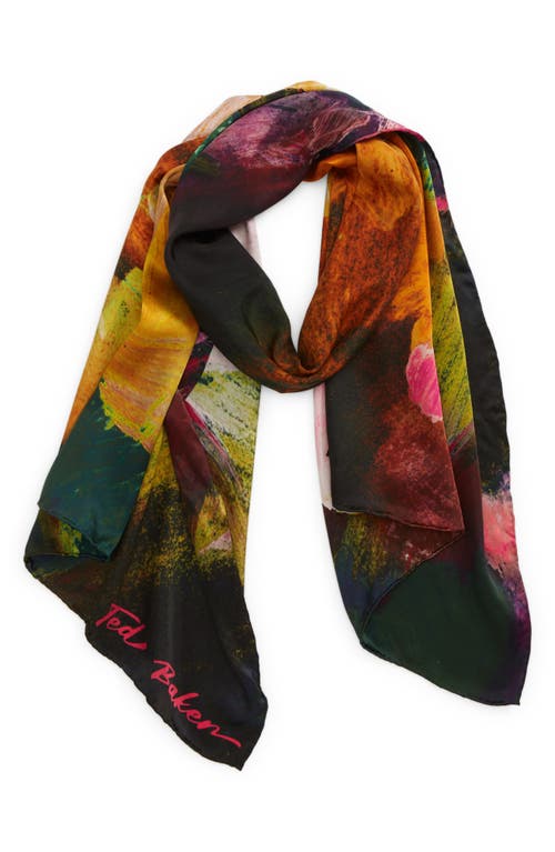 Ted Baker London Ednah Art Print Silk Scarf in Black