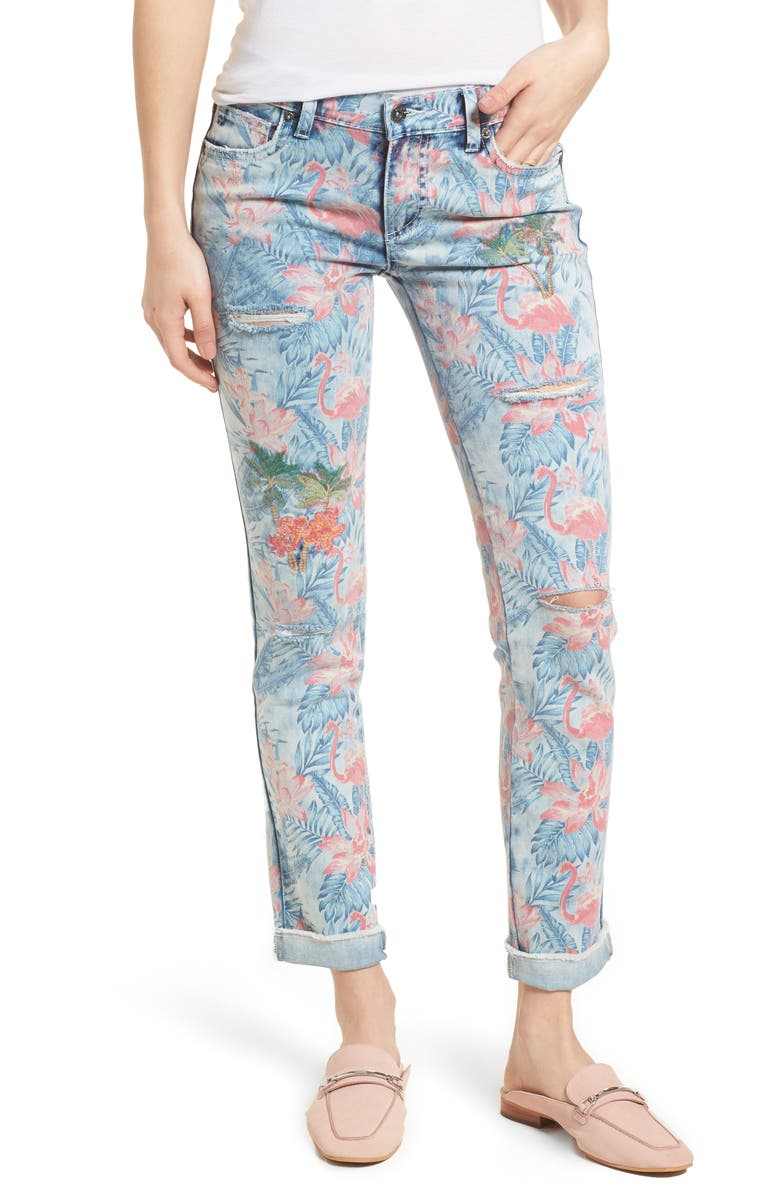 Billy T Embroidered Distressed Flamingo Jeans Nordstrom