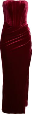 Everlasting Velour Midi Dress In Burgundy