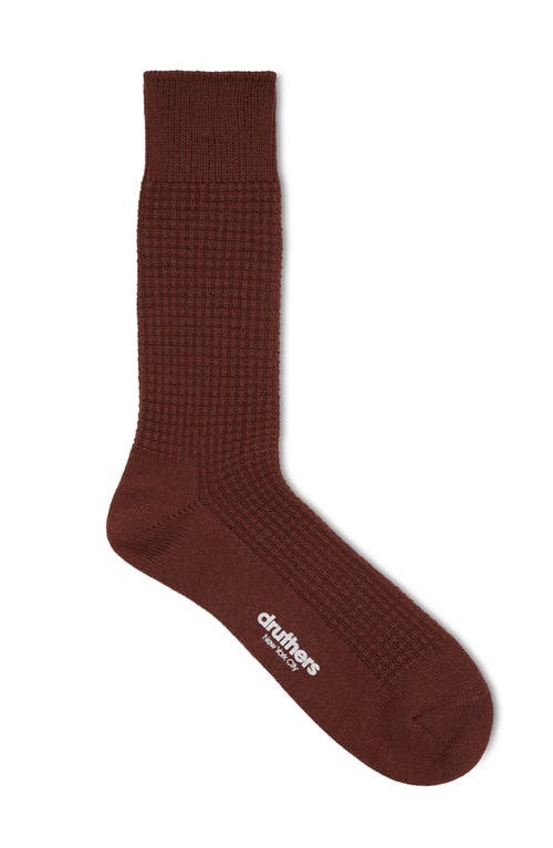 Druthers Nyc Merino Wool Waffle Sock In Brown