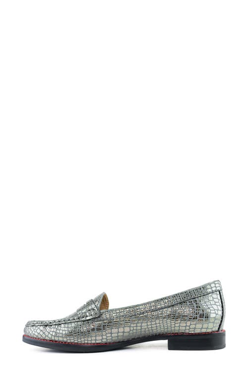 Shop Marc Joseph New York East Village Penny Loafer In Metallic Pewter Gator