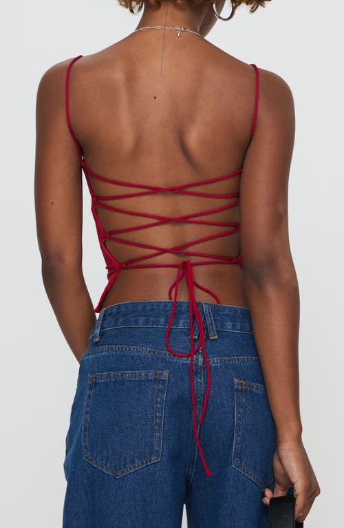 Shop Princess Polly Elissa Lace-up Back Camisole In Red